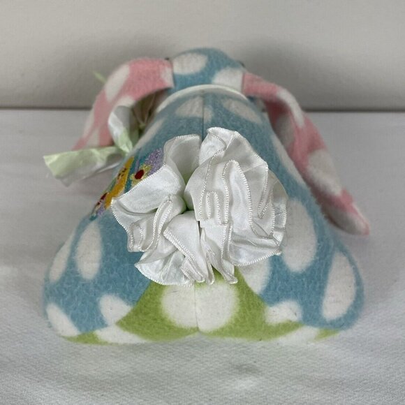 Easter Bunny Plush Polka Dots Colorful Embroidered Egg Bow Blue Green Pink Stuff - Picture 3 of 8